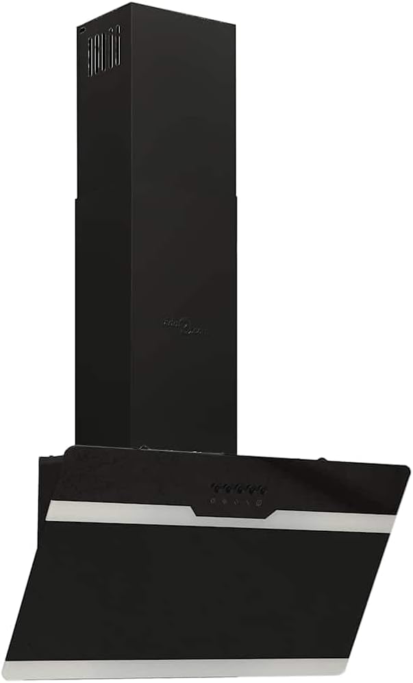 vidaXL Campana extractora, pared acero y vidrio templado negro 60 cm