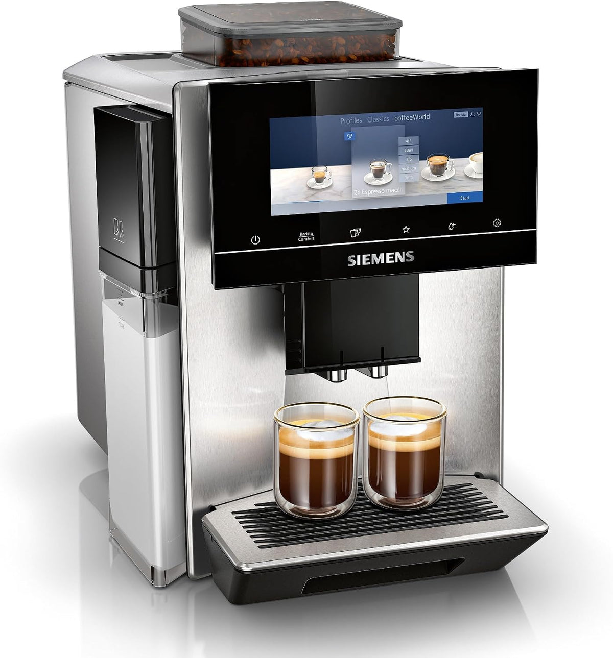 SIEMENS Cafetera automática, EQ900 Plus TQ903DZ3, 36 especialidades de café internacionales, grado de molienda individual, control de aplicación, gran