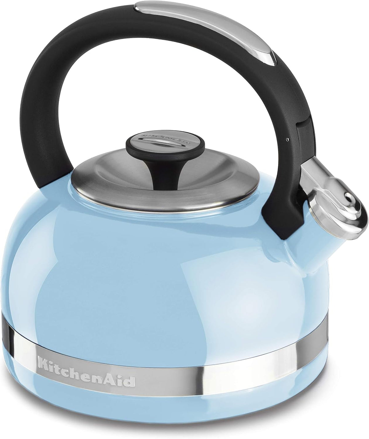 Hervidores eléctrico KTEN20DBEU - Hervidor de agua de 2.0 cuartos con mango completo y estufa de banda recortada, porcelana, azul cameo, KitchenAid