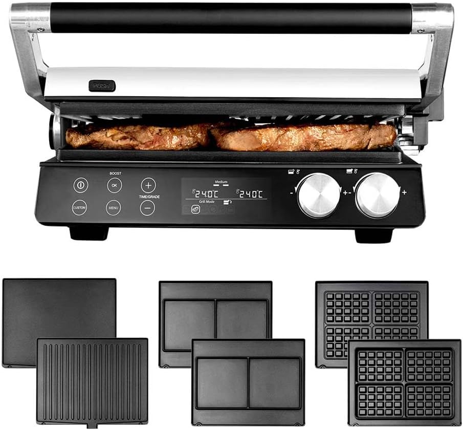 Parrillas eléctrica GASTROBACK, Multigrill BBQ Pro Smart - Barbacoa eléctrica (2400 W, superficie de cocción de 58 x 35 cm, parrilla de contacto