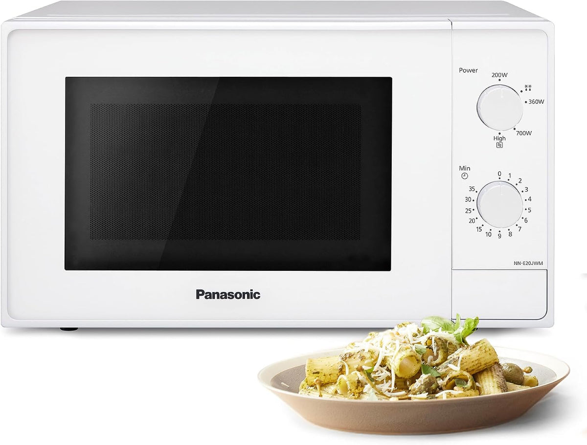 NN-E20JWMEBG de Panasonic, microondas de sobremesa, Horno microondas con Plato Giratorio de Cristal, 20 L, 800 W, Descongelación, 5 Niveles De