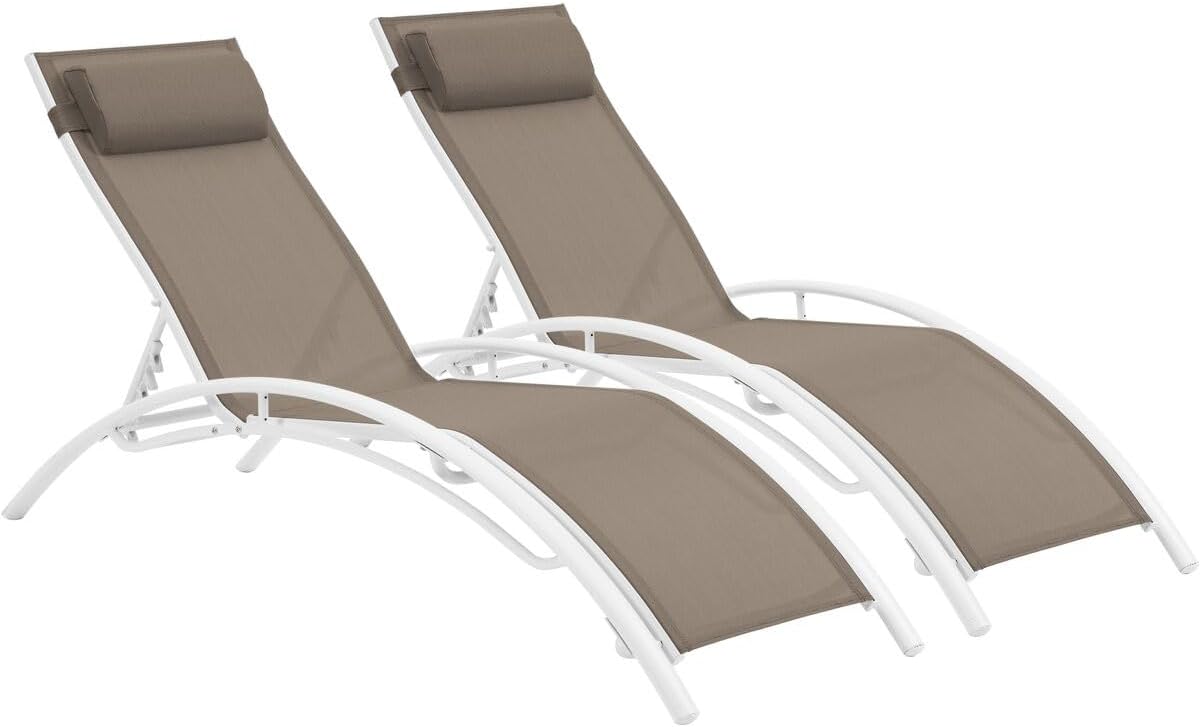 Tumbona Habitat et Jardin, Conjunto de dos tumbonas de aluminio Beauty - Phoenix - Topo
