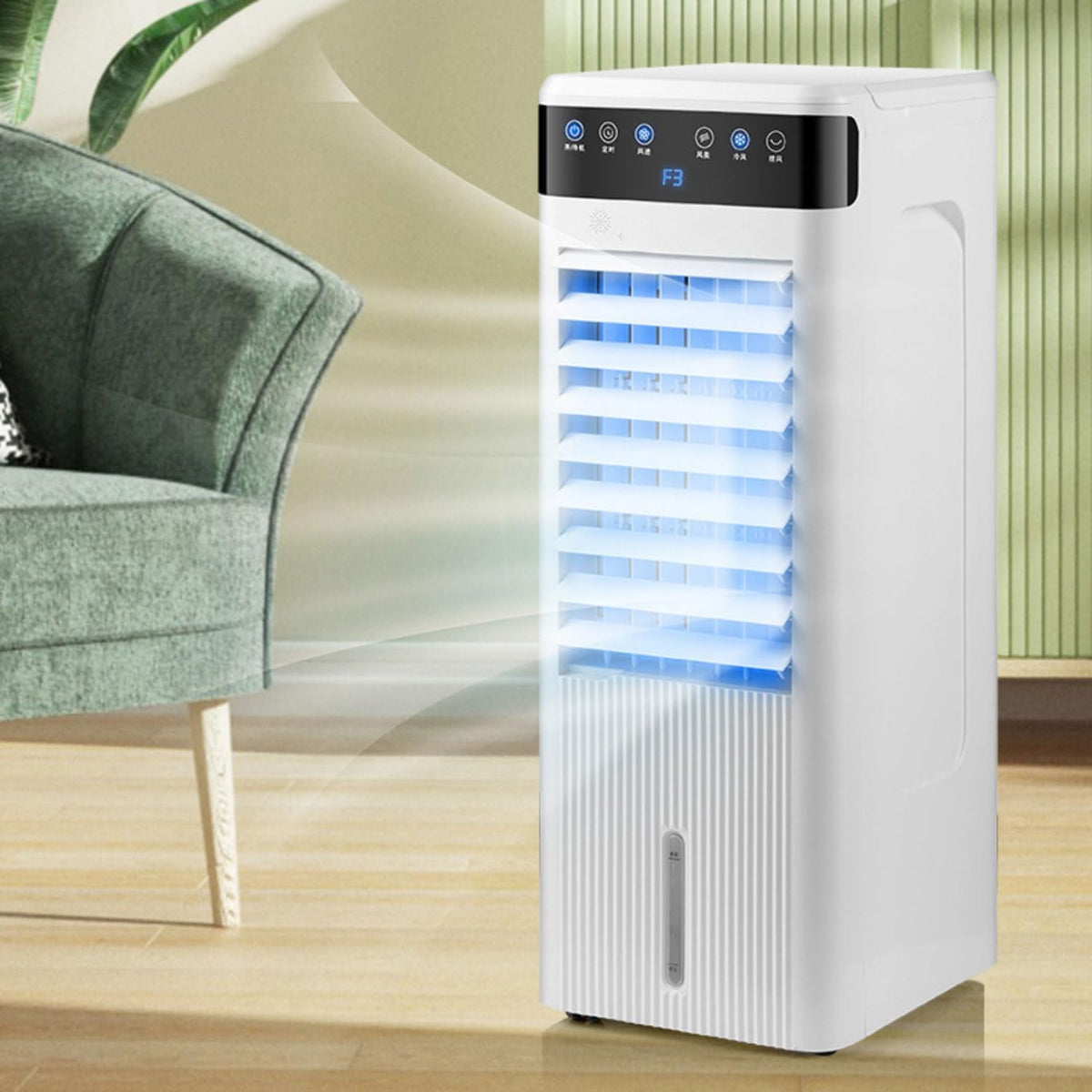 Aire acondicionado portátil portátil con motores duales, unidad de CA 3 en 1 y enfriador evaporativo, 3 velocidades, tanque grande, temporizador de 12
