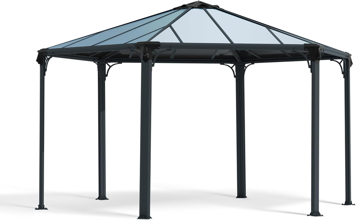 Palram Cenador, Canopia Palram Mónaco Gris Jardín Gazebo, Robusta Estructura para Uso Durante Todo el año