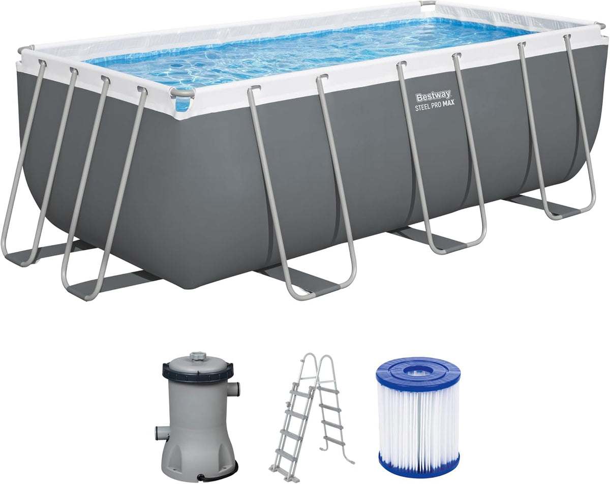 Bestway Piscinas desmontabl, Juego de Piscina Rectangular de 13'6' x 6'7' x 48'/4.12 m x 2.01 m x 1.22 m