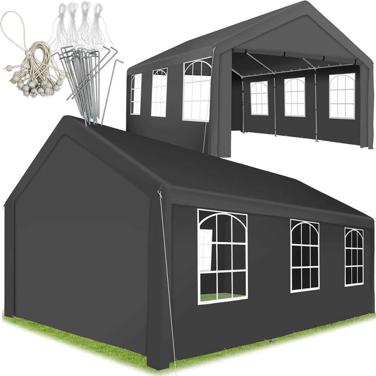 tectake Cenador, ® Carpa para Exteriores Impermeable, Carpa 600x400x310 cms, Pérgola de Jardín Resistente Rayos UV, Cenador para Jardín con Estructura