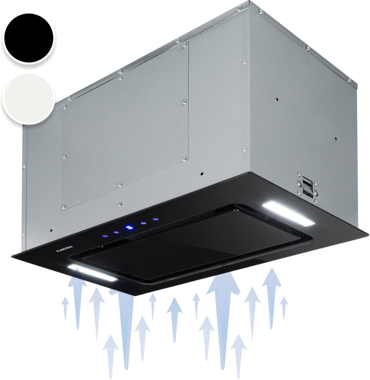 KLARSTEIN Campana extractora, HEKTOR SL campana extractora, campana integrable y de pared, 52 cm de ancho, modo recirculación, extracción hasta 467