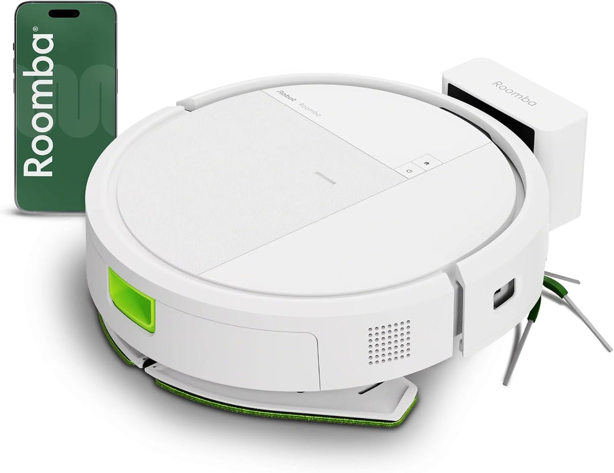 Robot aspirador iRobot, Roomba 115 Combo, Robot Aspirador y friegasuelos 2 en 1, Potencia de succión de 15000 Pascales, Cepillo Lateral Flexible, Mopa