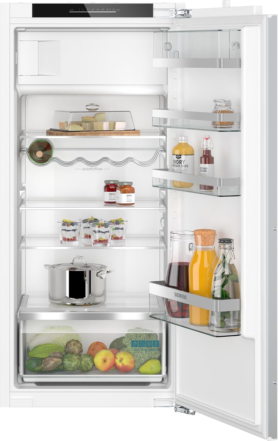 Congelador vertical KI42LADD1 iQ500 - Frigorífico empotrado con congelador (122, 5 x 56 cm, fabricado en Alemania, HyperFresh, control electrónico de