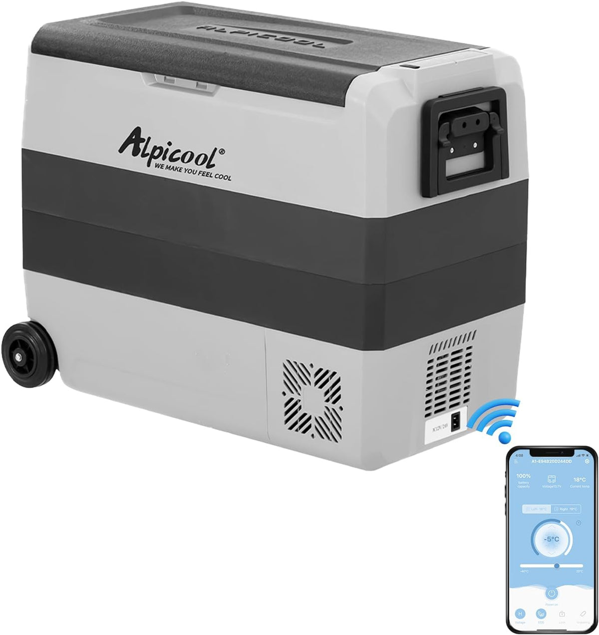 Alpicool Nevera portátil, T60 60 litros Nevera portátil 12 V 24 V congelador, pequeño congelador para coche, camping, camión, barco y enchufe con