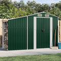 Mandloder Cobertizos de almacenamiento, Mangloder - Cobertizo de jardín de acero galvanizado, color verde, 277 x 93 x 179 cm, con techo reprimido