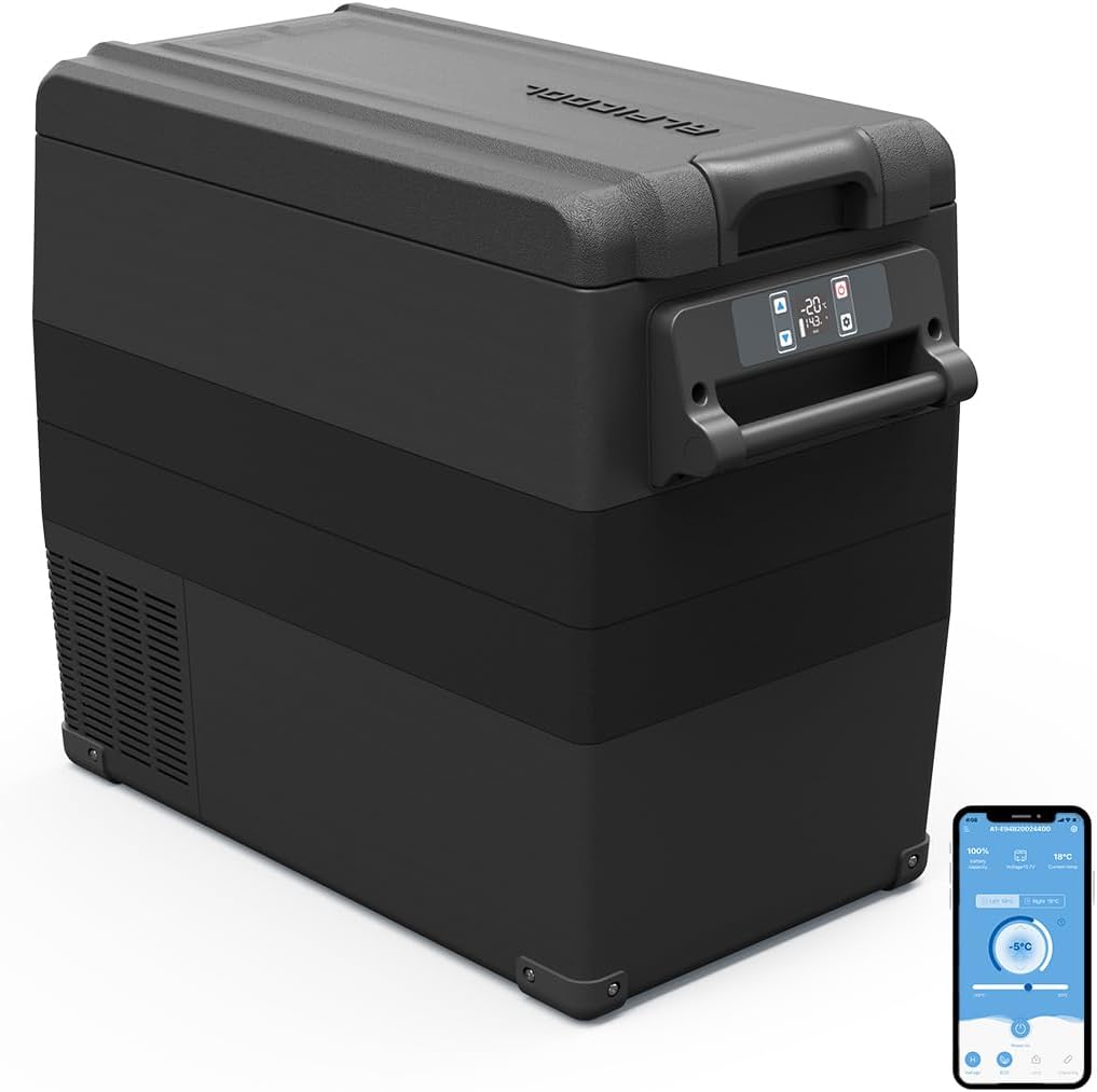 Alpicool Nevera portátil, NCF55 50L Nevera Portátil Eléctrica Refrigerador de Coche 12V 24V mini frigorífico CA 220v para Hogar, Camping, Viajes