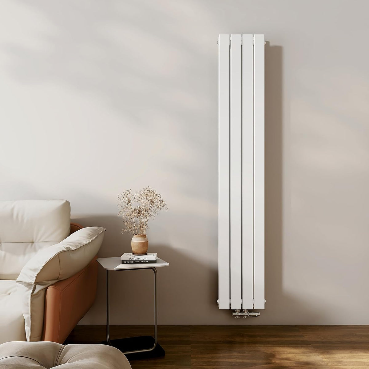 Radiador de EMKE, de diseño estrecho y alto, 1800 x 304 mm, vertical, plano, con conexión central, doble capa, para baño, dormitorio y salón, color