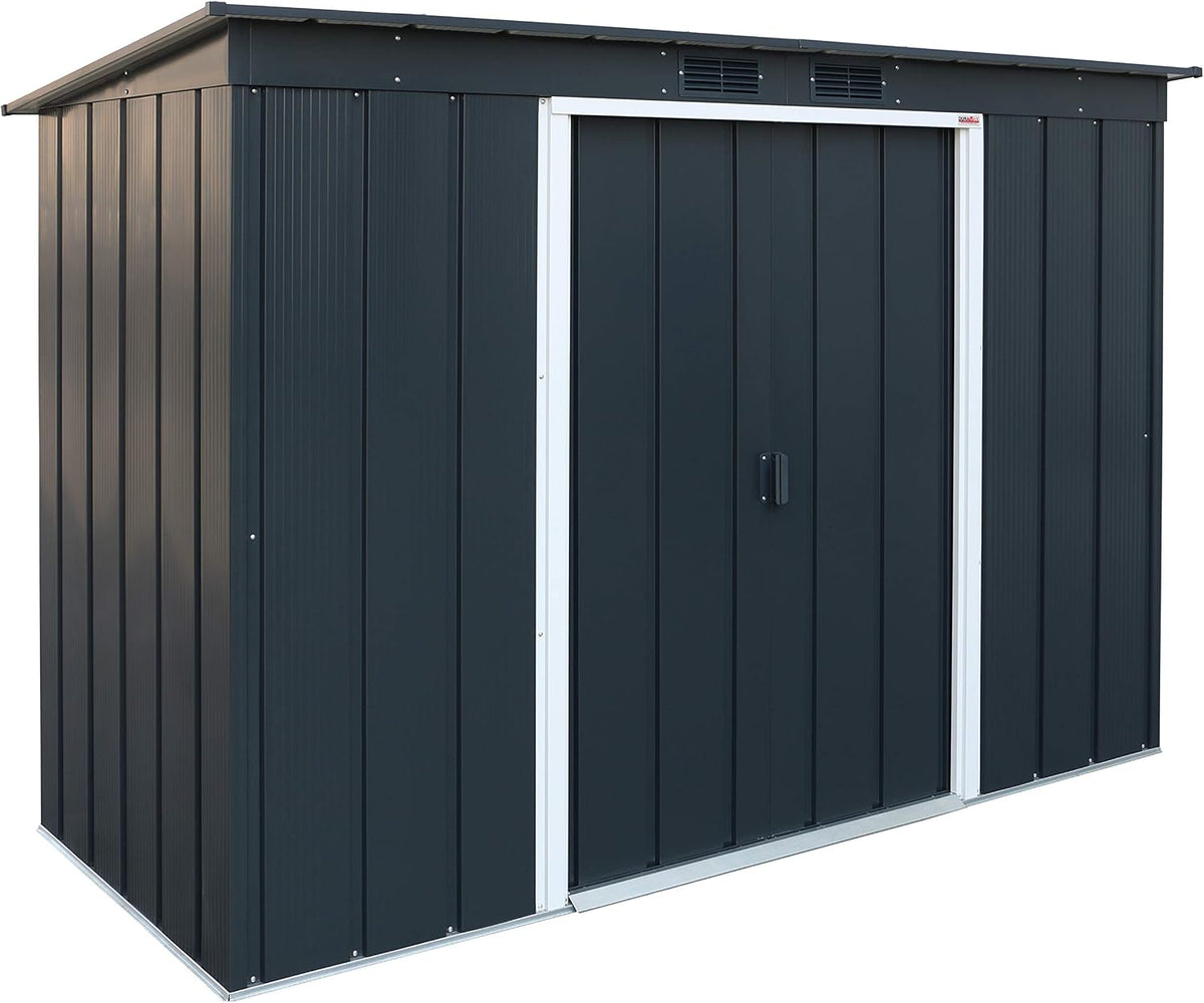 Cobertizos de almacenamiento de Duramax, caseta cobertizo jardín - ECO PENT ROOF 8x4 - Metal galvanizado - color gris antracita - 1.2 x 2.6 x 1.8
