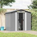 Casas de verano Generic, Refugio de jardín de metal gris 204 x 132 x 186 cm con puertas correderas