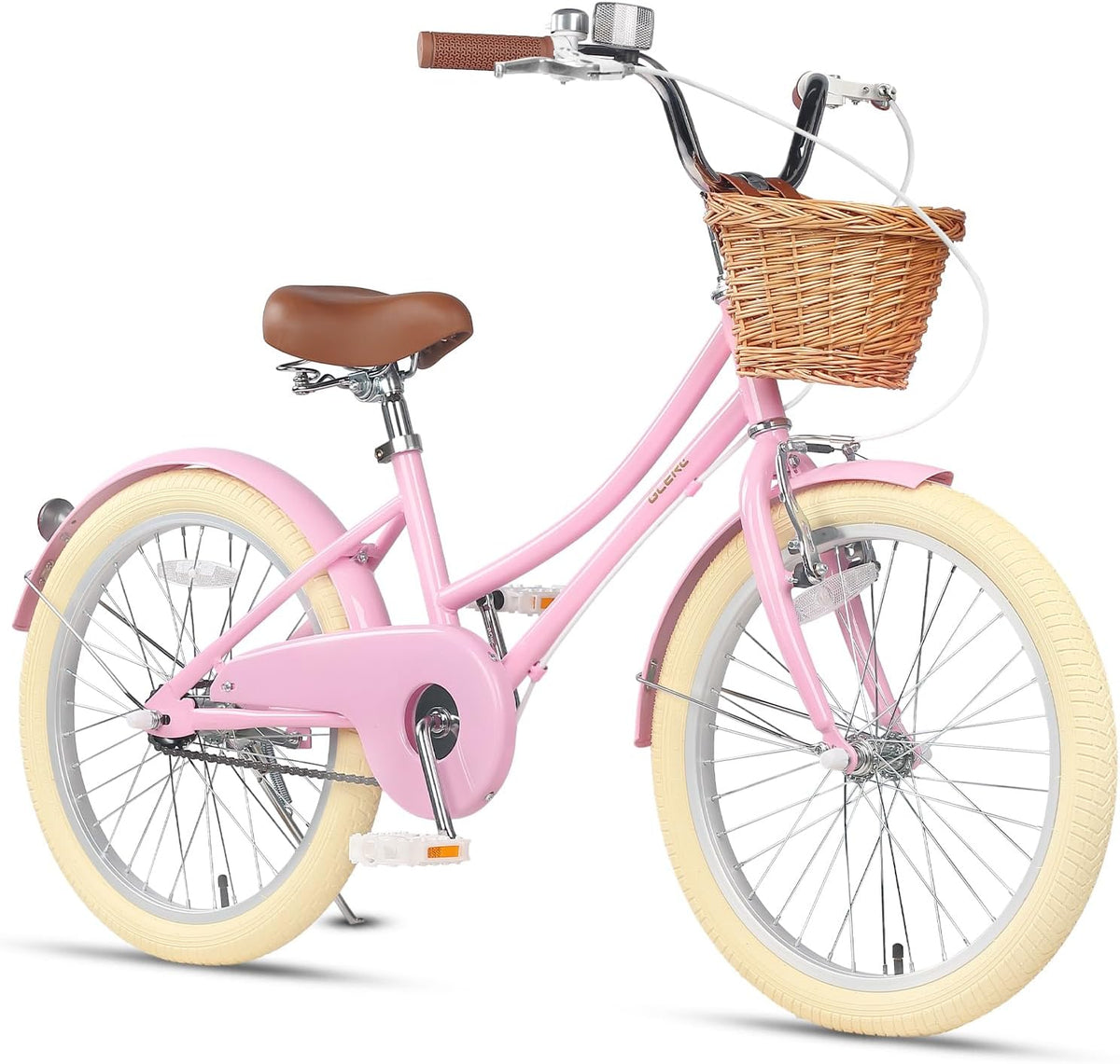 Bicicleta de niña con Cesta para niños de 3 a 10 años, 12 14 16 20 Pulgadas con Timbre de Cesta y estabilizadores, tamaños, Glerc