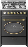 Gurari Cocina independiente, 614 BL Cocina de pie 60 cm Gas natural Fl.Gas 4 Kw WOK, Barbacoa de gas, Range Cooker, Cajón con cochecito, Control de
