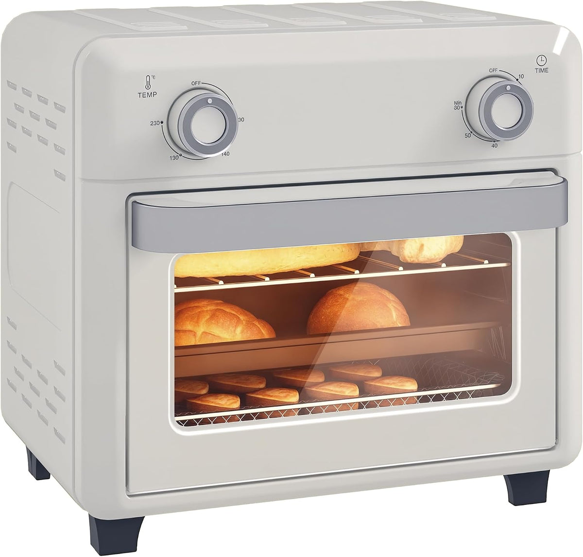 Hornos tostador Minihorno con convección 10L 2 en 1 Minihorno con rejilla para horno, bandeja de horno y bandeja recogemigas, 80 °C-230 °C freidora de