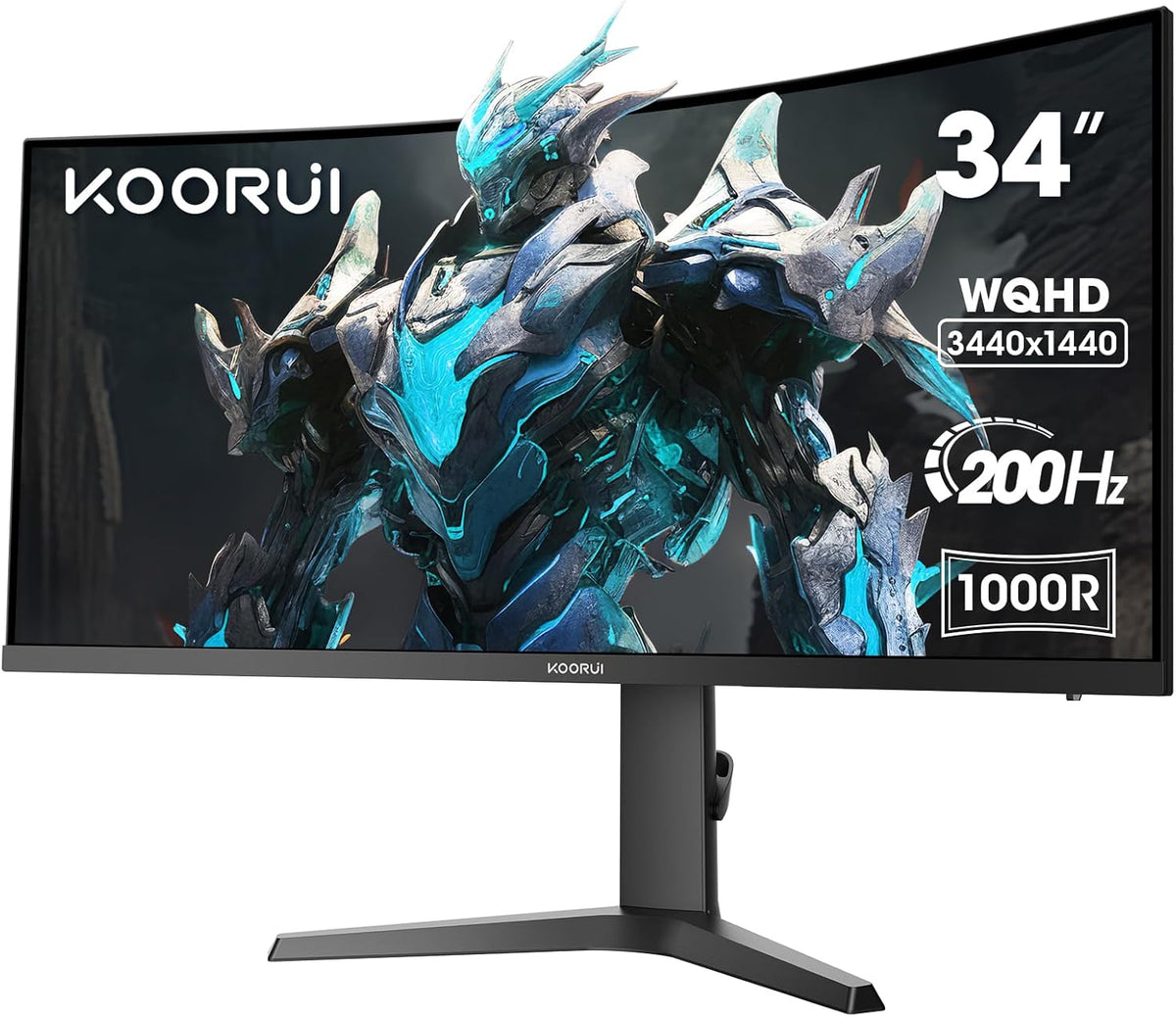 KOORUI Monitor, Gaming Monitor 34 Pulgadas Curvo 200Hz WQHD HDR400 Pip PBP HDMI/DP