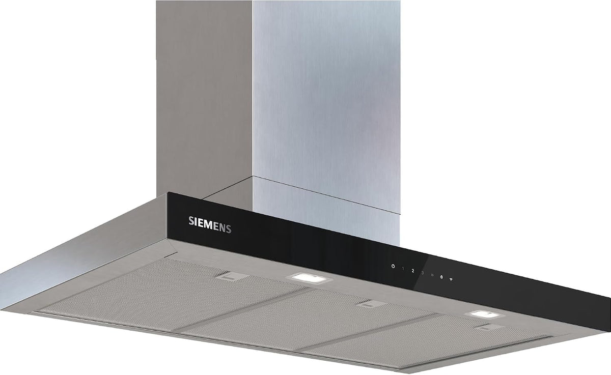 Campana extractora Decorativa de Pared, iQ500, 90 cm de ancho, acero mate antihuellas, LC97BDN30, SIEMENS