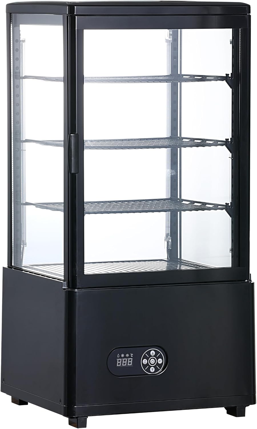 Neveras de exposición de GASFRIT, Vitrina Refriguerada Expositora, 78 L, Estantes Ajustables, Iluminación LED, Blanco y Negro medida 45, 2 x 40, 6 x