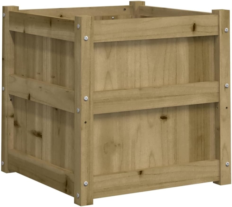 vidaXL Macetas para flor, Jardinera Madera Maciza de Pino impregnada 50x50x50 cm