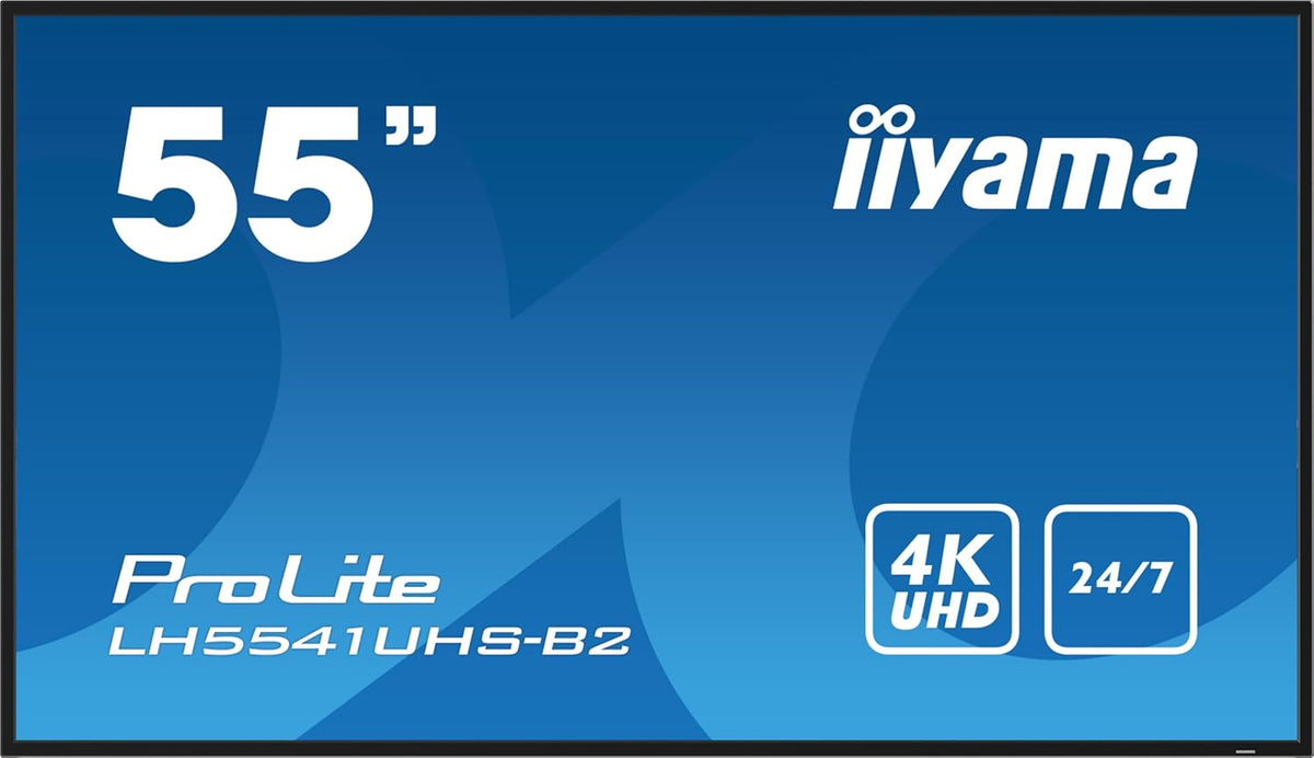 Monitor Prolite LH5541UHS-B2 - Pantalla Digital IPS LED 4K UHD VGA HDMI Audio in/out USB2.0 RS-232c RJ45 24/7 (139 cm), Color Negro, iiyama