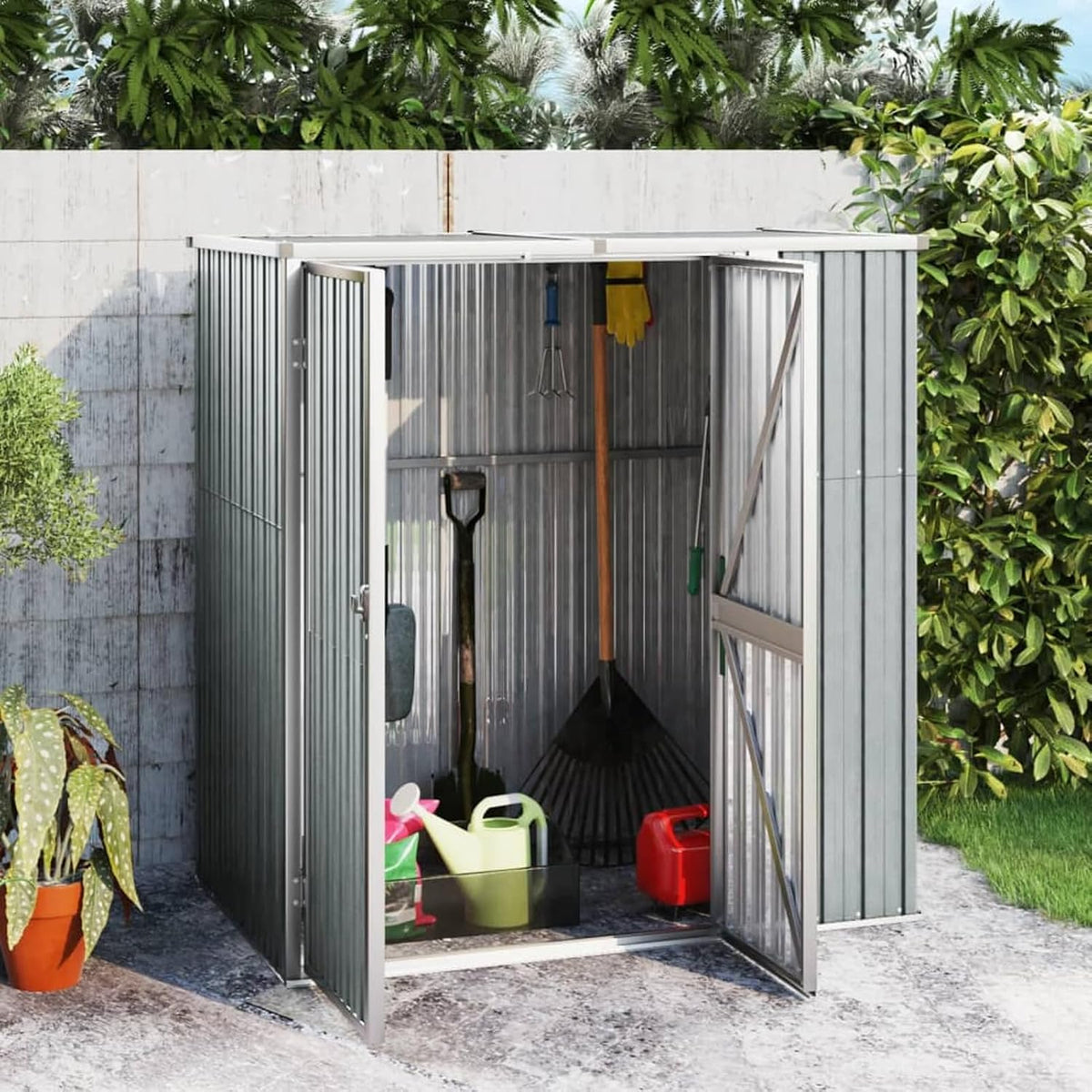 Tidyard Cobertizos de almacenamiento, Caseta de Herramientas Gris 161x89x161 cm Acero galvanizado