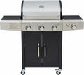 Parrillas de gas natural EGLEMTEK, Barbacoa de gas profesional XXL de 13 kW con 4 quemadores de acero inoxidable 304 con fuego lateral, termómetro
