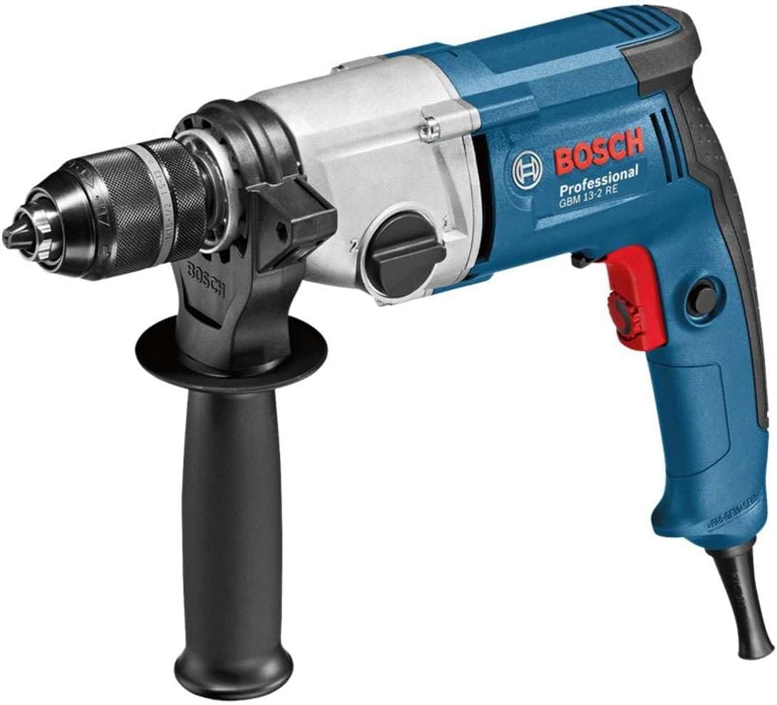Bosch Professional Atornillador, taladro GBM 13-2 RE (incl. portabrocas intercambiable 13 mm, empuñadura auxiliar, profundidad retráctil 210 mm)