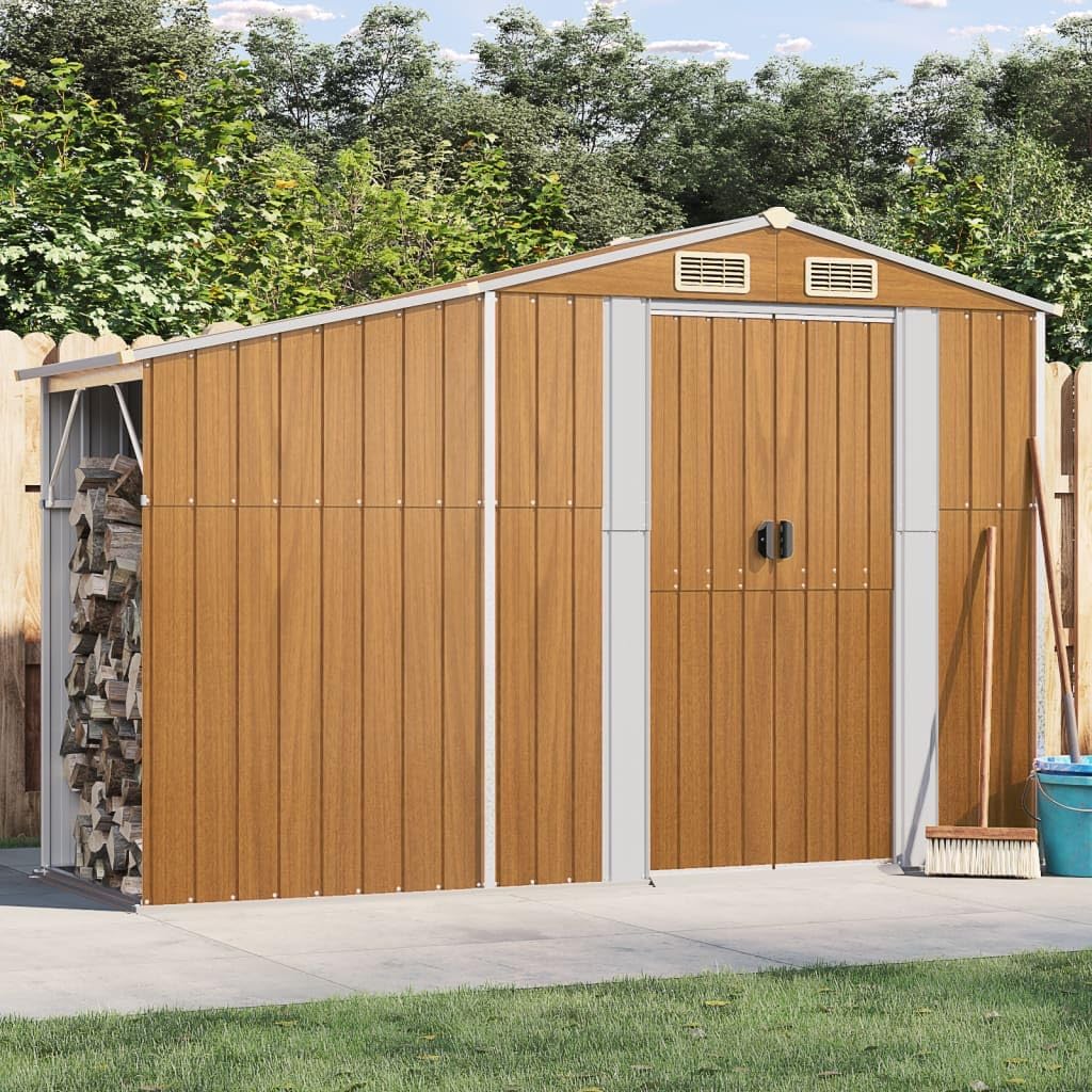 Cobertizos de almacenamiento de GuyAna, Cobertizo de jardín Acero galvanizado marrón 277x93x179 cm Armario Exterior Terraza Pergolas De Jardin