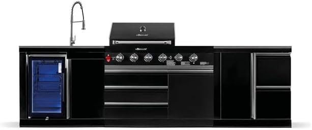 Parrillas de propano ® Blackback M8 - Barbacoa de gas para cocina al aire libre con nevera y lavabo, superficie de trabajo extra y espacio de