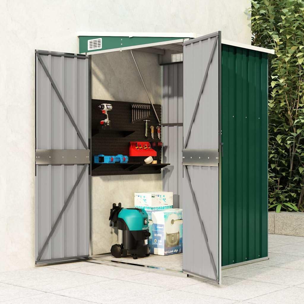 Refined Cobertizos de almacenamiento, Cobertizo de jardín Pared Acero galvanizado Verde 118x100x178cm