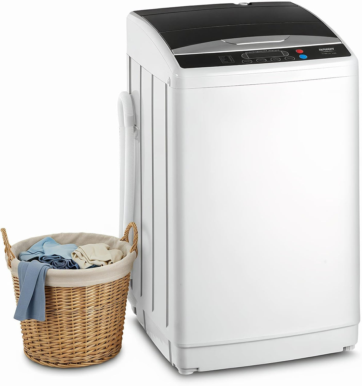 Lavadora de ROVSUN, de carga superior de 7 kg, lavadora de carga superior pequeña con 8 programas de lavado y 5 niveles de agua, temporizador de 24H