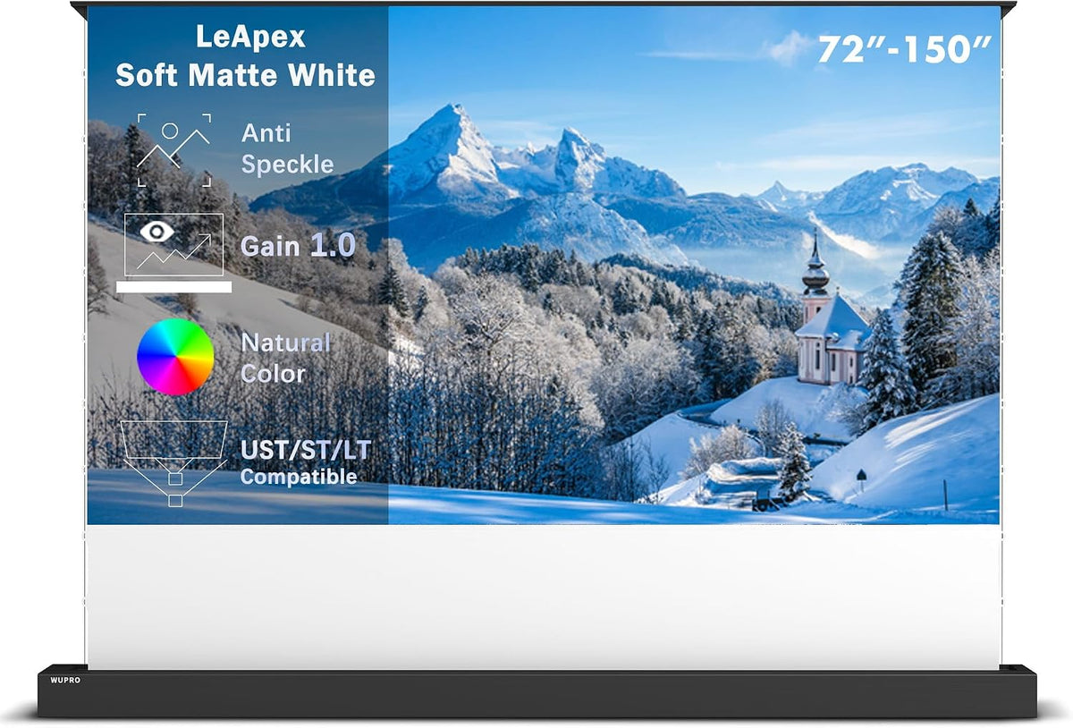 Pantalla para proyector de WUPRO, LeApex Pantalla Proyector Exterior 100 Pulgadas Soft Matte White