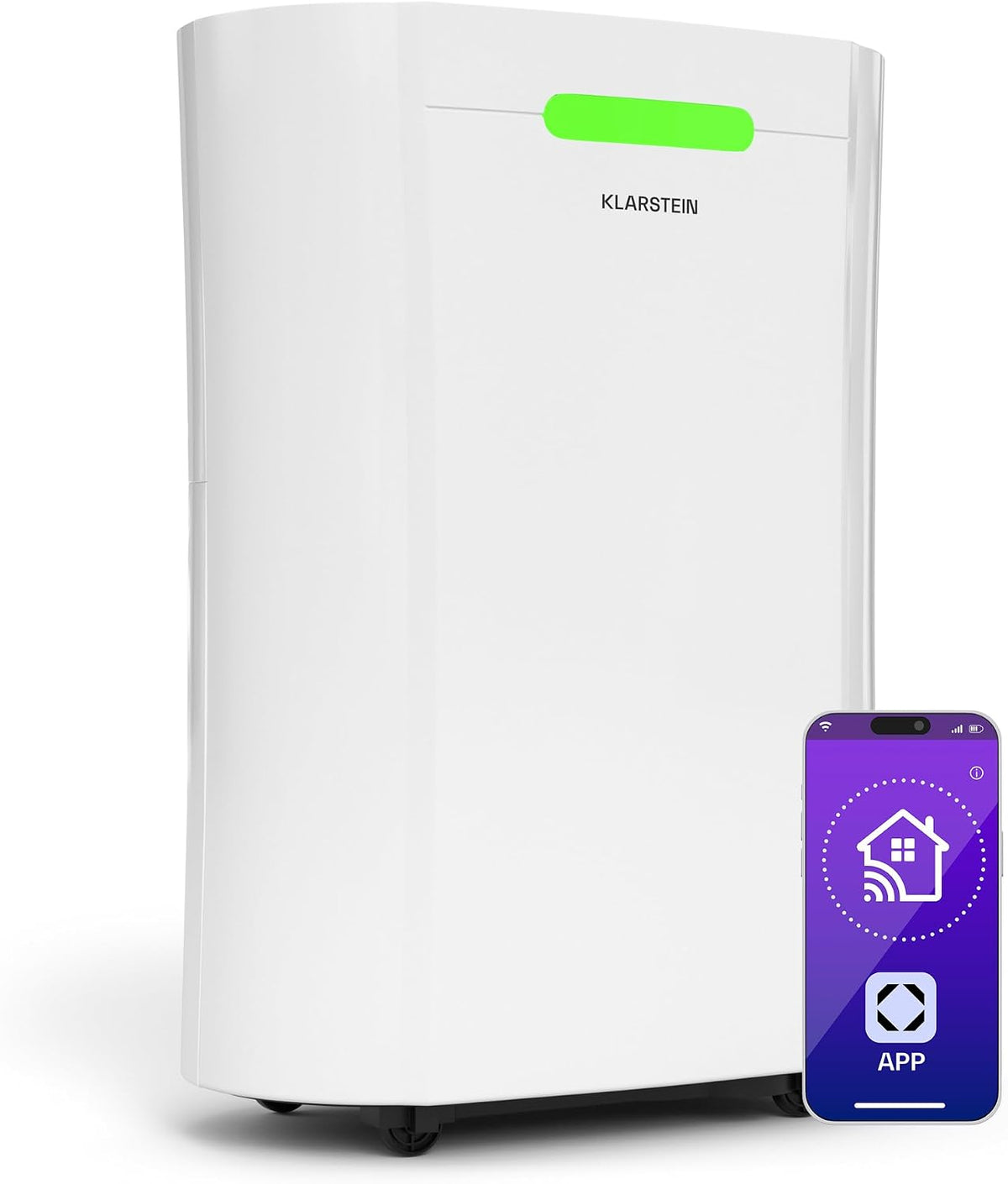KLARSTEIN Deshumidificador, Aerodry Smart 12l deshumidificador - 12l/día, depósito 2.5l, wifi, app, alexa, 39dB silencioso, filtro de carbono, led