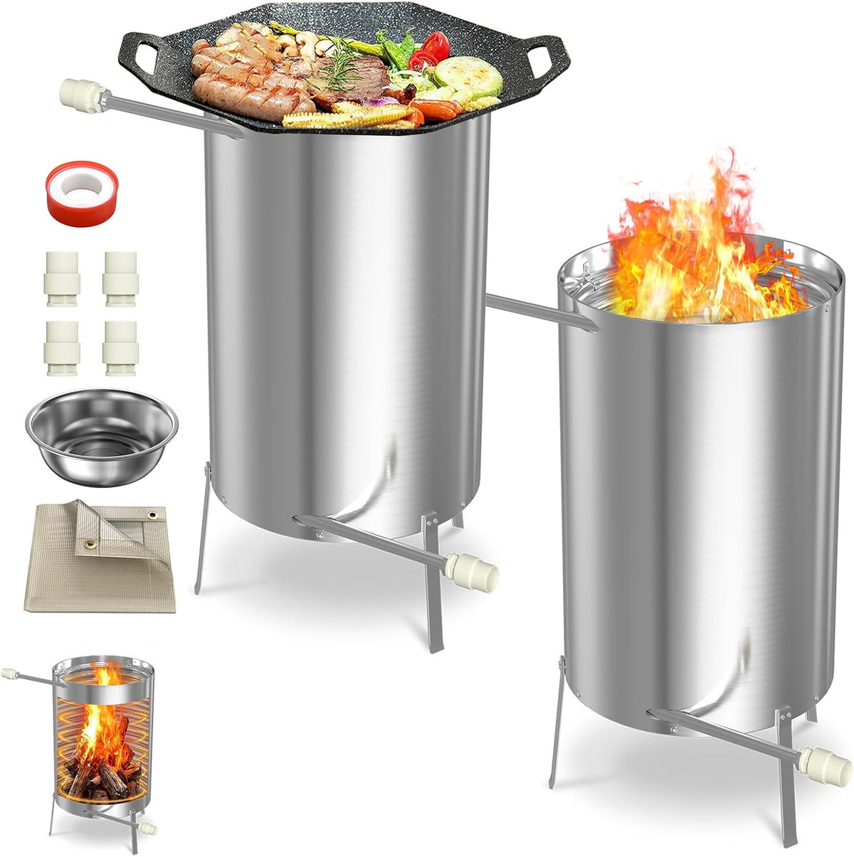 Calentadores para piscina LZQ, Calefacción de piscina con fuego y espiral de calefacción, estufa de piscina para exteriores, acero inoxidable, con