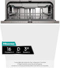 HV16D5 de Hisense, lavavajillas, Lavavajillas 60cm, Integrable, Tercera Bandeja, 16 Serv.
