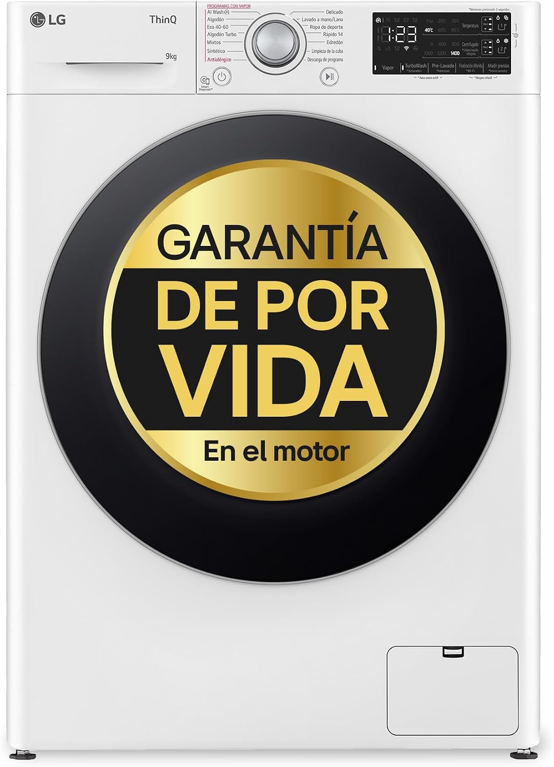 Lavadora LG, F4WR5509A1W - Lavadora Inteligente, 9Kg, 1400rpm, Carga Frontal, AI Direct Drive, TurboWash 360º, Autodosificador, Clasificación A, Serie