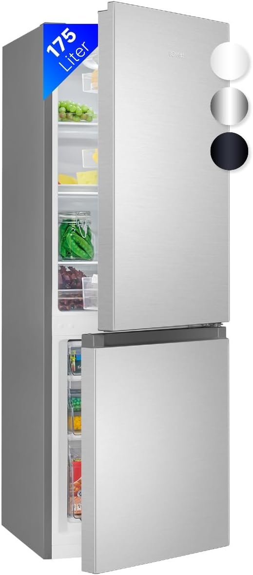 Frigorífico combi Bomann, ® Frigorífico con congelador, clase energética D, 143 cm, congelador silencioso de 39 dB, 3 estantes y 3 cajones, tope de