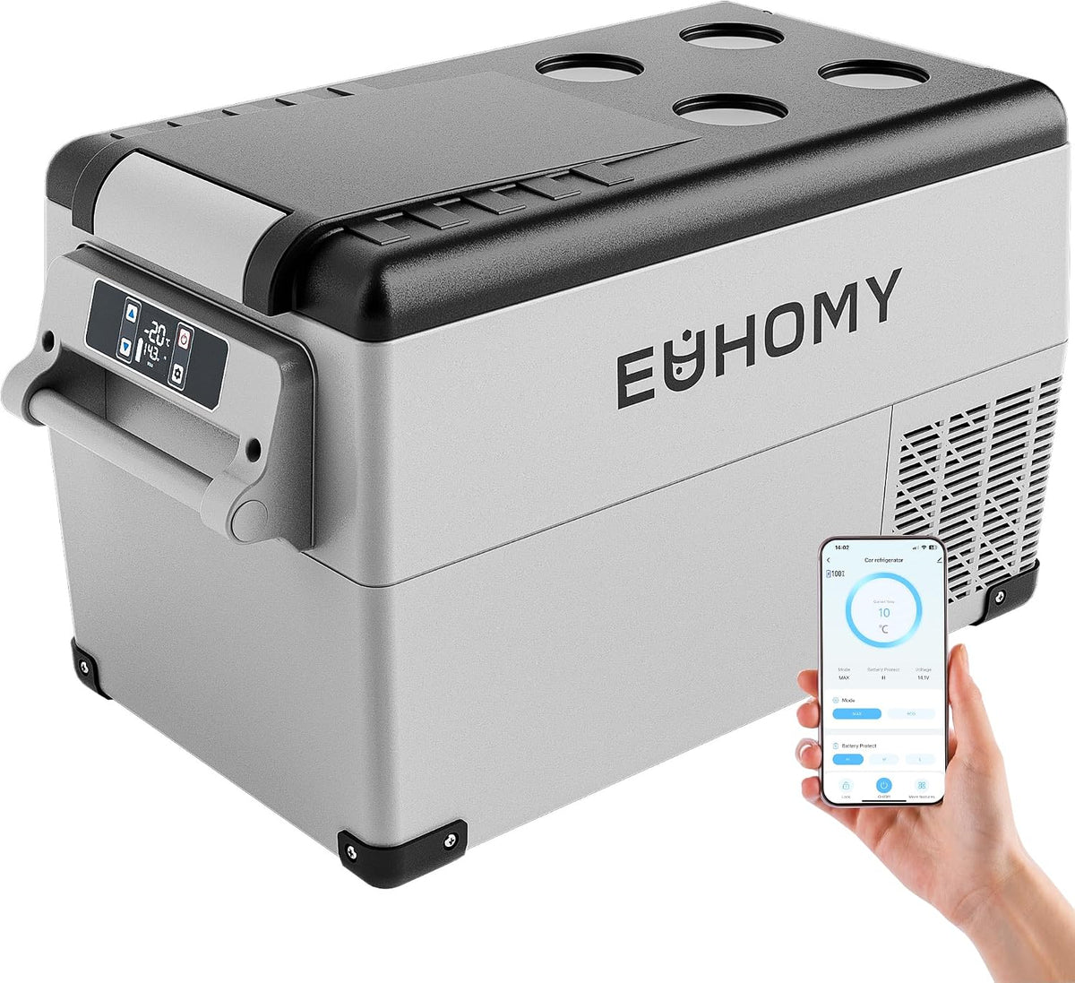 EUHOMY Nevera portátil, con compresor de 30, 6 L 12V/24V CC - Combinación de refrigeración y congelación (-20℃~20℃) con aplicación y pantalla LCD