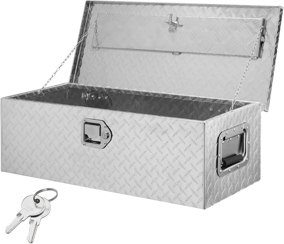 VEVOR Cajas y maletin, Caja de Herramientas para Camión de Aluminio 76, 2x33x24, 4cm Caja de Contenedor con Cerradura con Llaves y Asas Laterales para