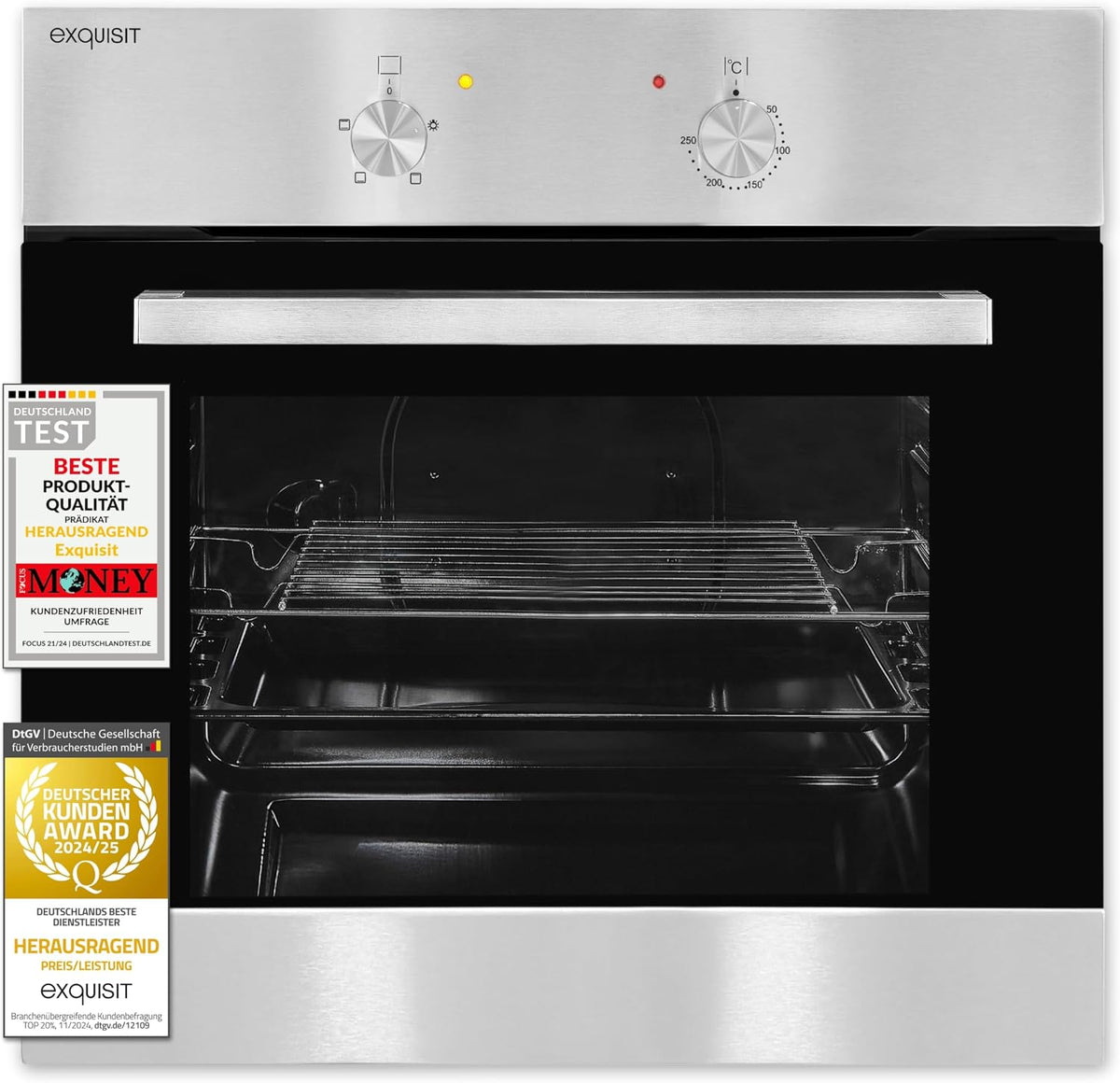 Horno empotrable de Exquisit, EBE 455-1.1 - Horno empotrable (62 L, clase energética A, 2200 W)