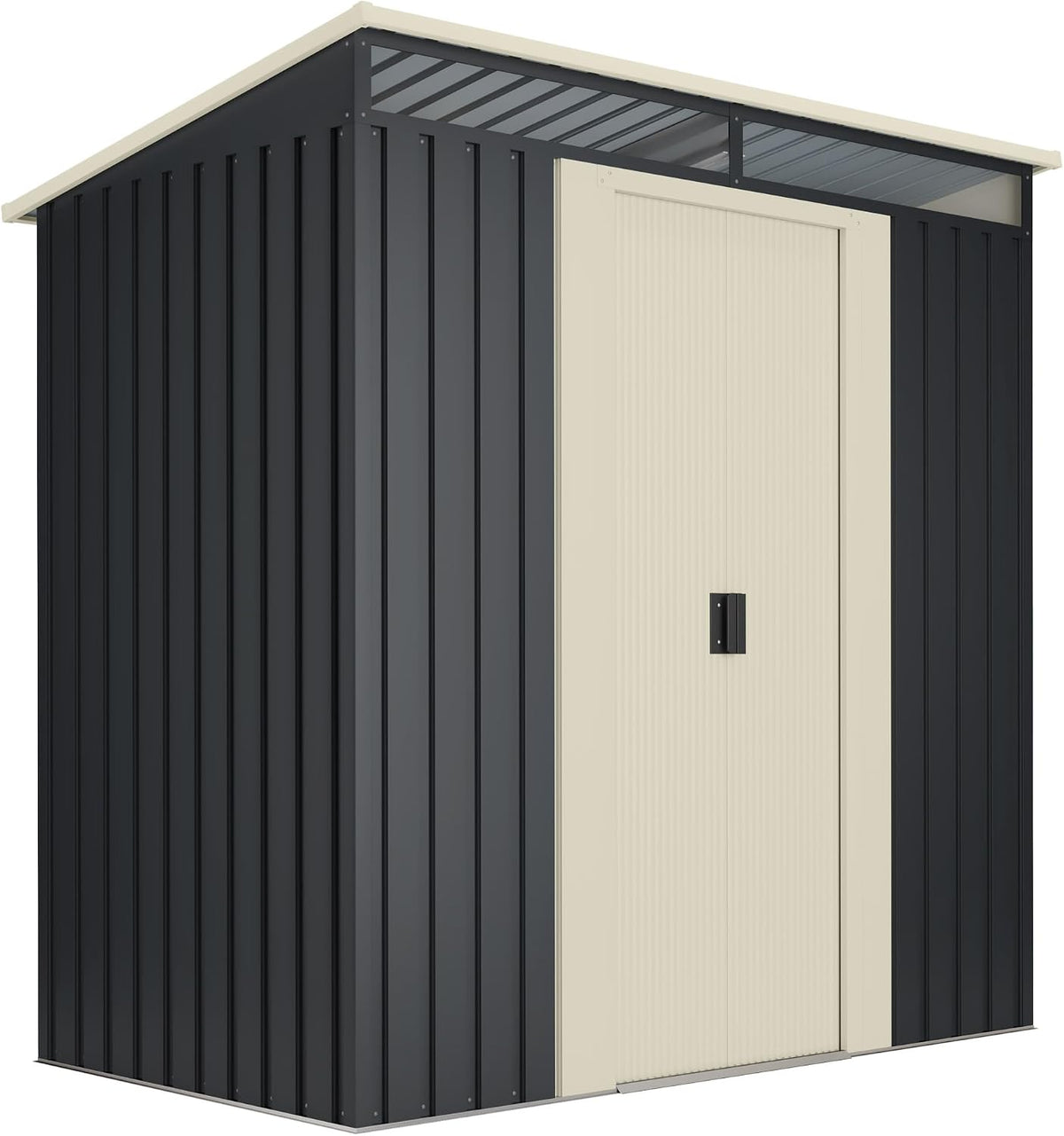 Cobertizos de almacenamiento wasabi, Caseta Jardín Exterior 2, 3m2 Stark, 195x121x196cm, Tragaluz Policarbonato, Doble Puerta Corredera, Techo