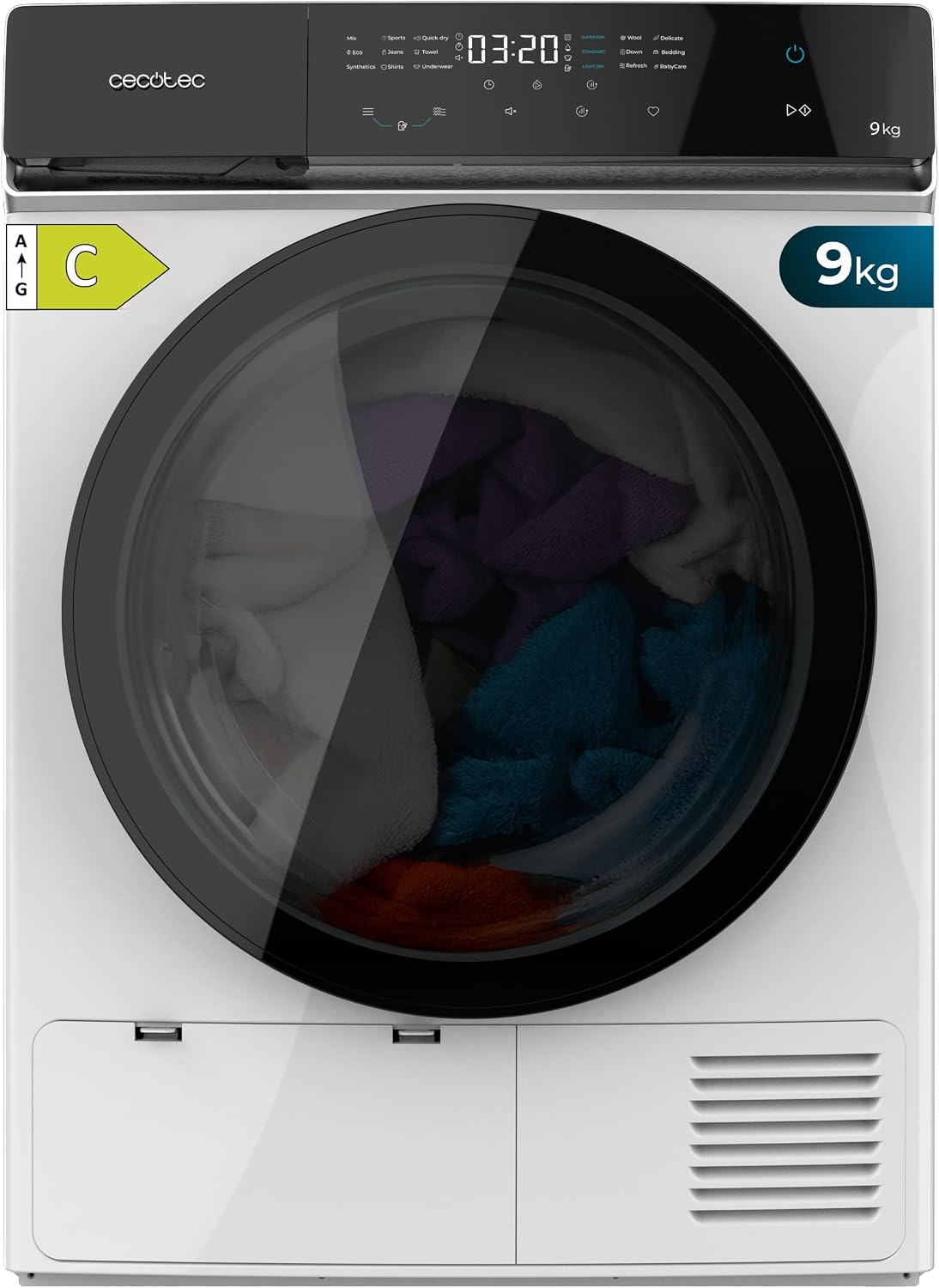 Cecotec Secadora con bomba de calor, Secadora de Bomba de Calor 9kg Bolero DressCode Dry 9400 Inverter.