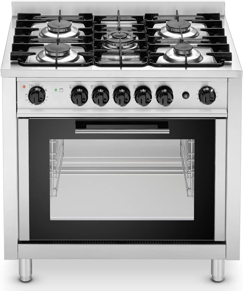Cocina independiente MBH - MAQUINARIA BAR HOSTELERÍA, MBH, Cocina semi profesional con 5 quemadores y horno eléctrico GN 1/1 para bar, restaurante y