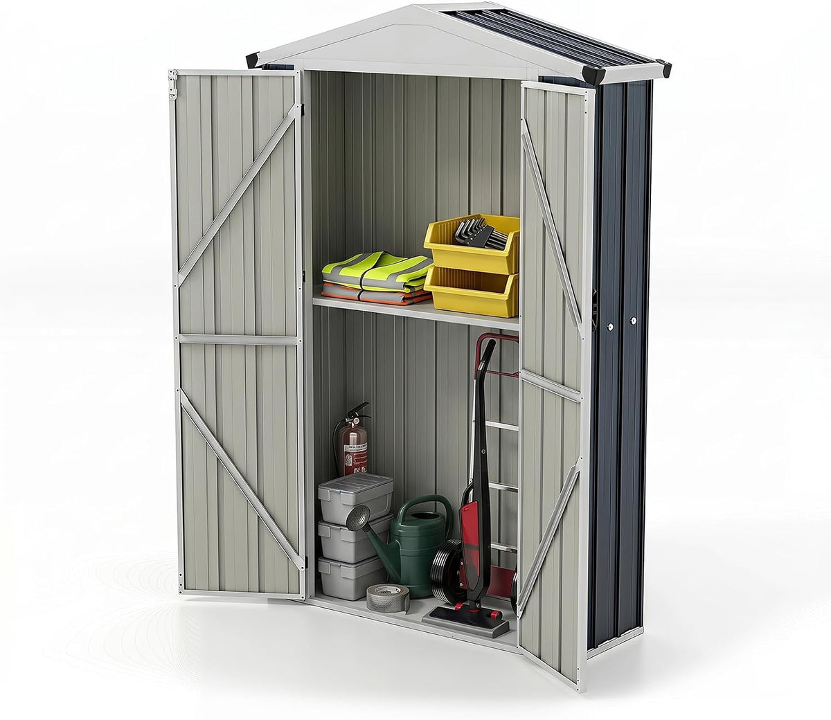 COSTWAY Cobertizos de almacenamiento, Caseta Jardin Exterior Pequeño, 0, 68 m³, 126 x 41 x 185 cm