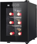 0℃ Outdoor Vinoteca, Enfriador Cava de Vinos para 6 Botellas, Luz LED Interior, Control de Temperatura, Nevera para Vinos, Botellero Vino Frigorifico