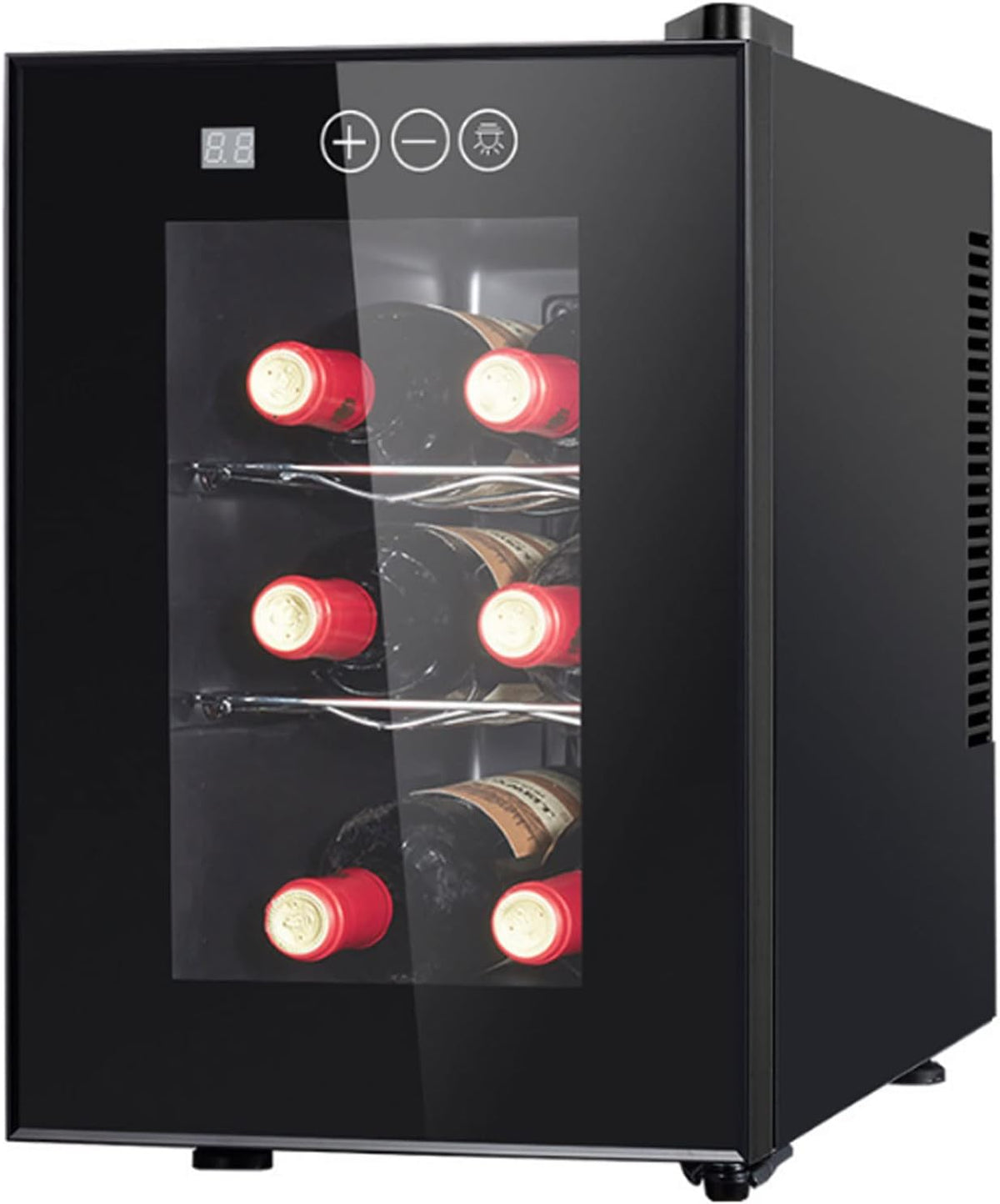 0℃ Outdoor Vinoteca, Enfriador Cava de Vinos para 6 Botellas, Luz LED Interior, Control de Temperatura, Nevera para Vinos, Botellero Vino Frigorifico