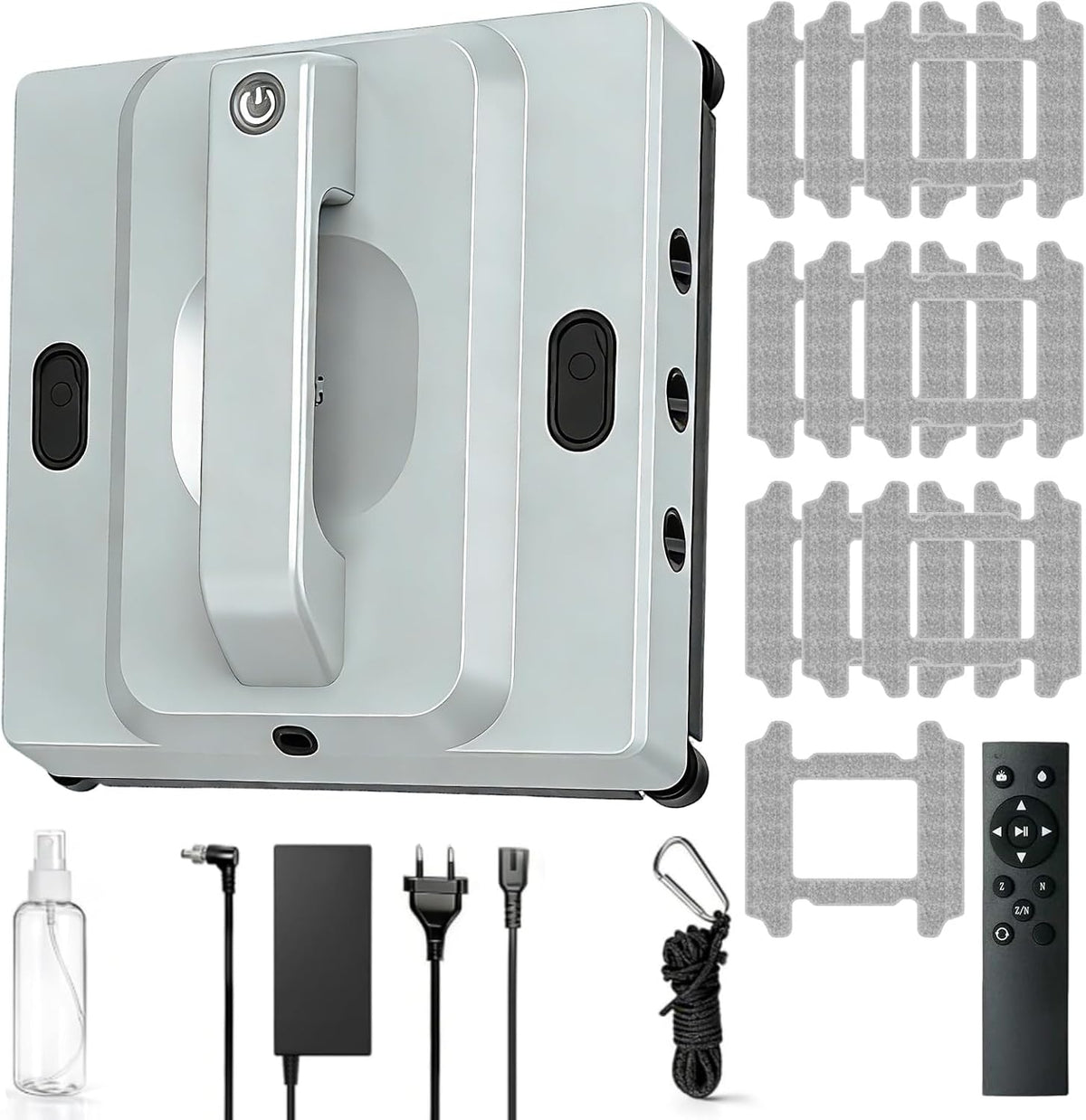 IDAMAKON Robot aspirador, Robot limpiador automático de ventanas 8000 Pa con depósito de agua de 100 ml, 6 boquillas, nebulización de agua, 4 modos de